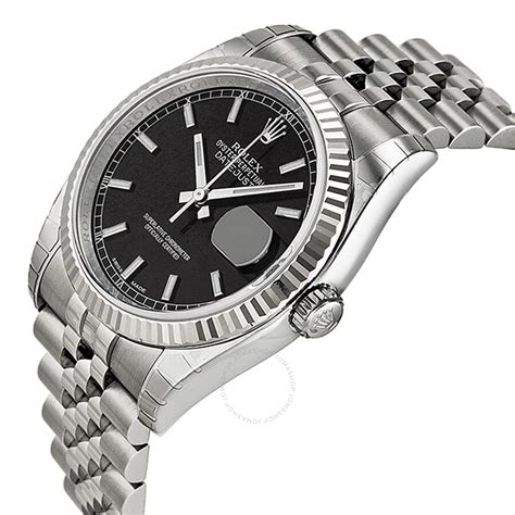 rolex perpetual steel black dial|rolex datejust oyster steel.